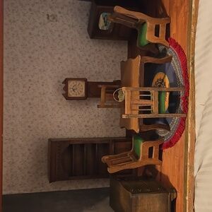 Vintage wood doll house Mix  furniture Collectables